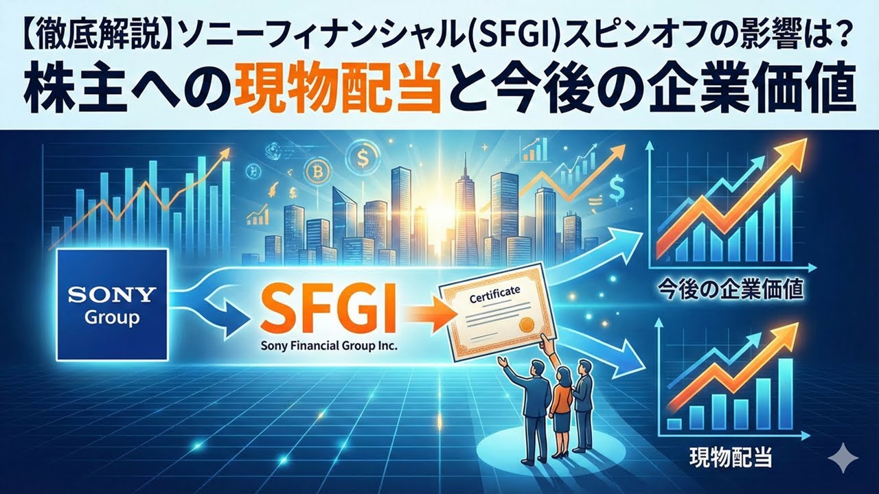 【徹底解説】ソニーフィナンシャル(SFGI)スピンオフの影響は？株主への現物配当と今後の企業価値
