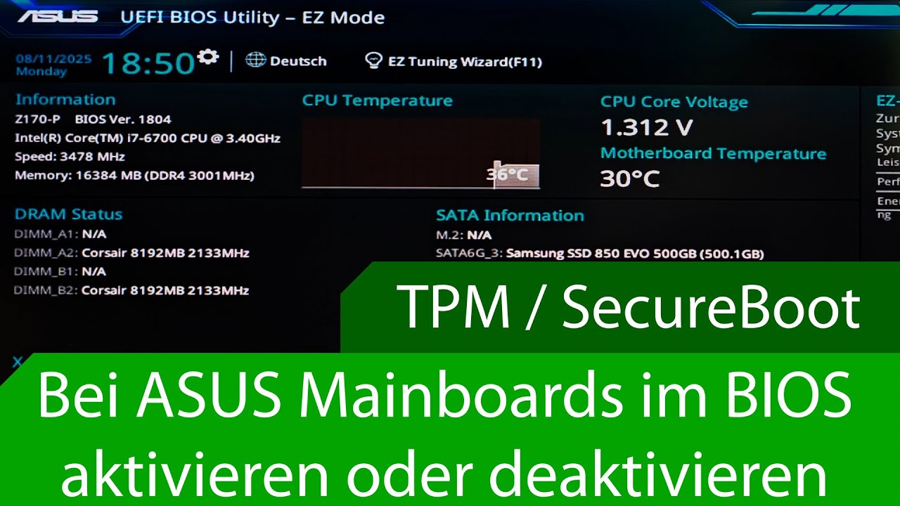 SecureBoot und TPM aktivieren z.B. für Windows 11 Installation (Asus / Intel CPU)