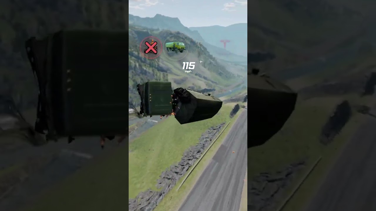 Vehicles 🆚 186 MPH Instant Acceleration Downhill #beamroyale #beamngdrive #beamng