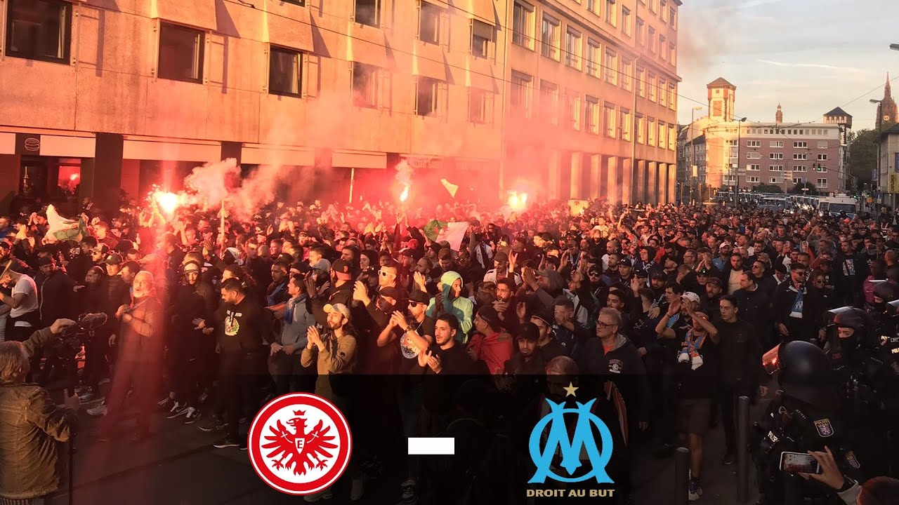 Francfort / OM • Les ULTRAS marseillais mettent le FEU 🔥 à Francfort ! • HD