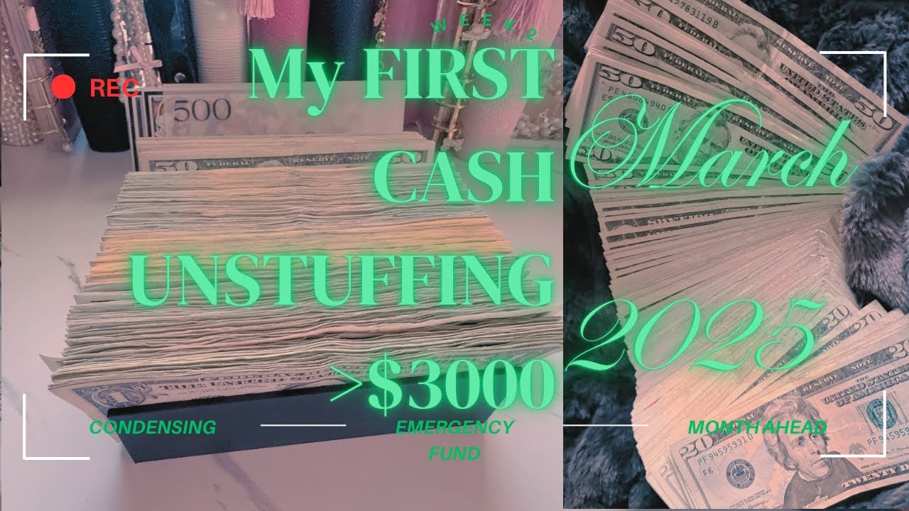 My FIRST Cash Unstuffing and Condensing 2025 | $3200 going to the Bank | Emergency Savings Fund |