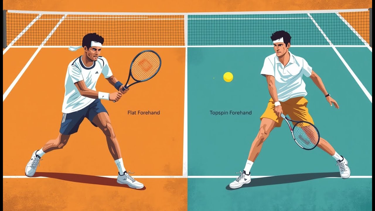 Tennis Flat Groundstroke vs Topspin
