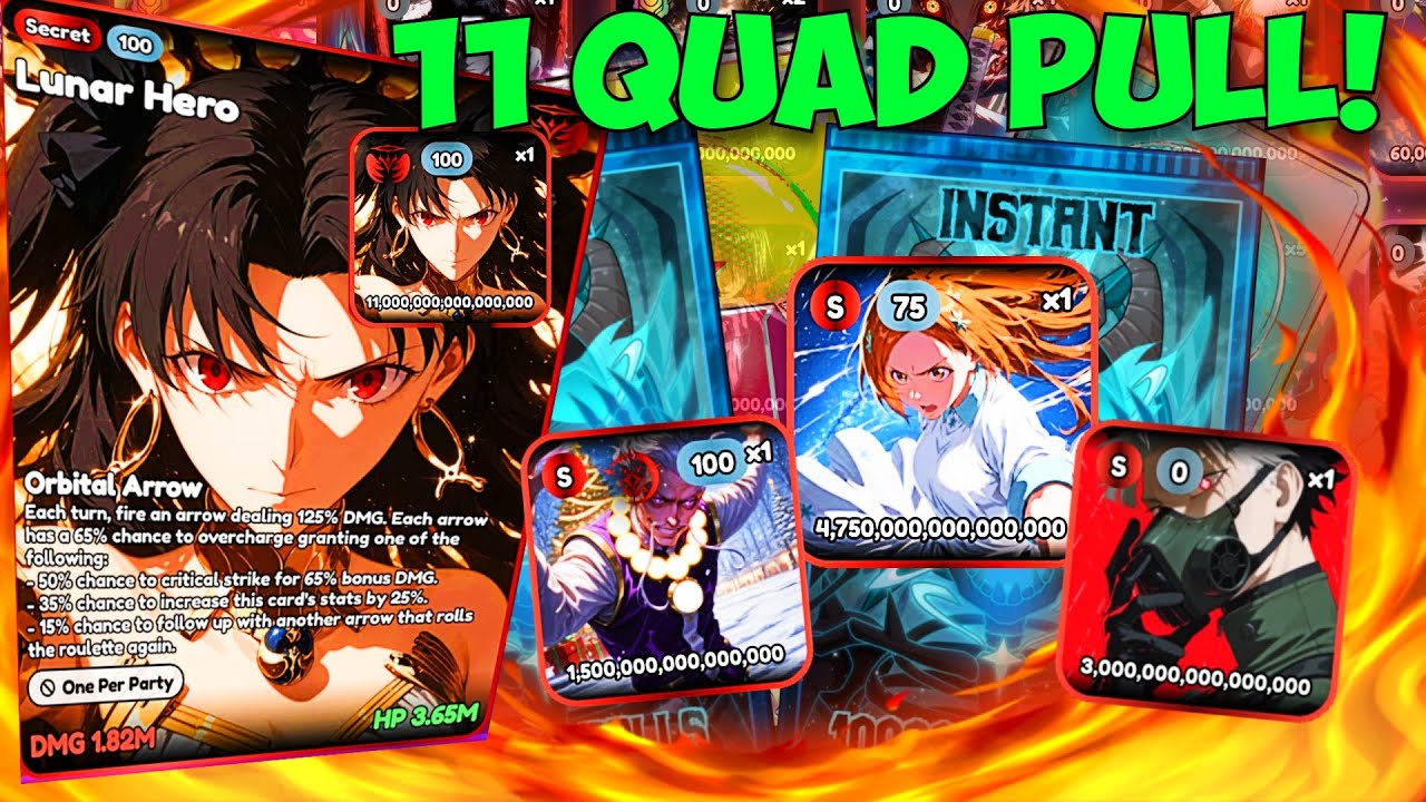 11 QUADRILLION LB PULL & SOO MUCH MORE QUADS In Anime Card Clash!