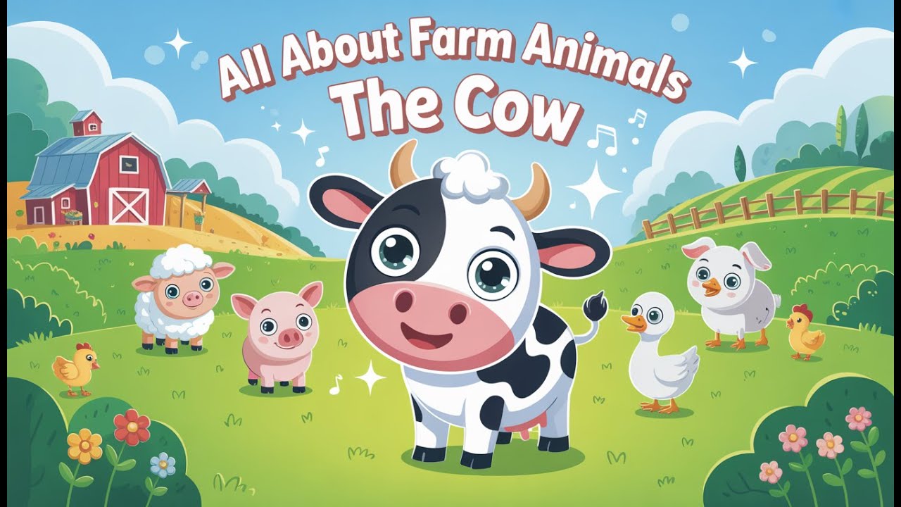 🐄 All About Farm Animals: The Cow | Kids Learning Video | Animal Sounds, Counting & Fun