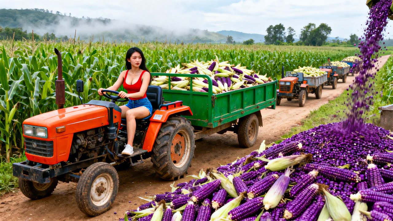 Buy 1000+ Tons Corn from Farmer, Use Truck to Harvest Many Corn Go to Market Sell