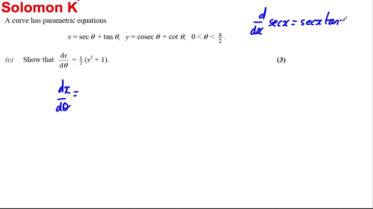 Parametric Equations Exam Style Question 6