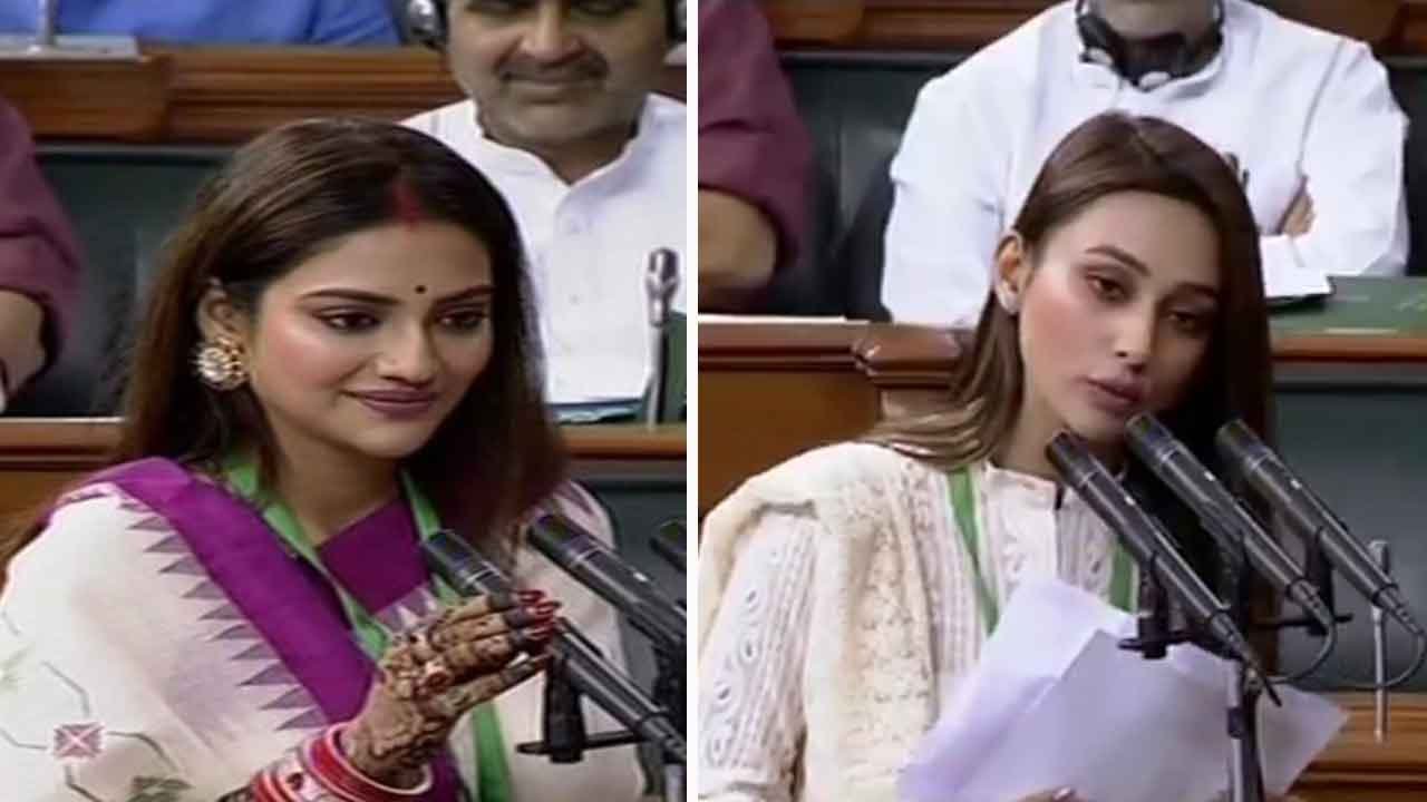 Nusrat Jahan, Mimi Chakraborty from TMC take oath as Lok Sabha members