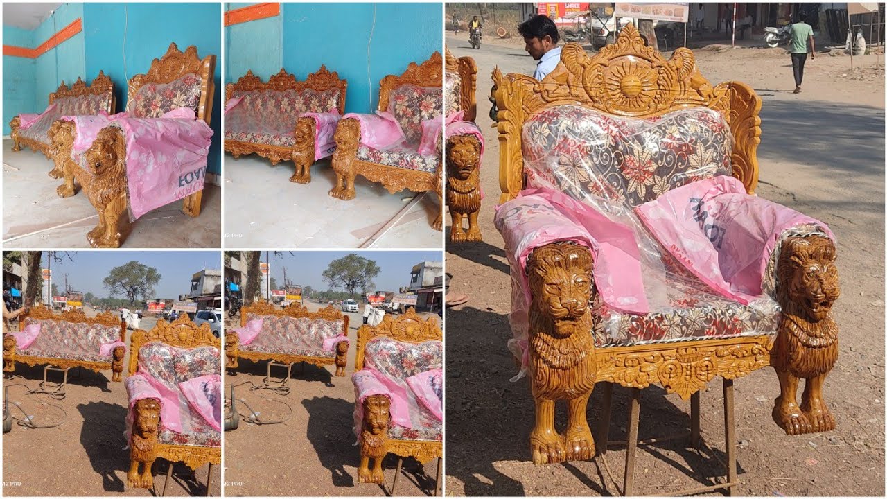 #kinwat M.S wood furniture Lion sofa set call 7264092017