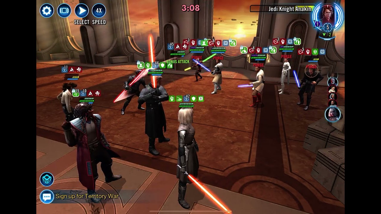 SWGOH, TW: Mercenary (Shin Hati Omicron) vs R10 JMK