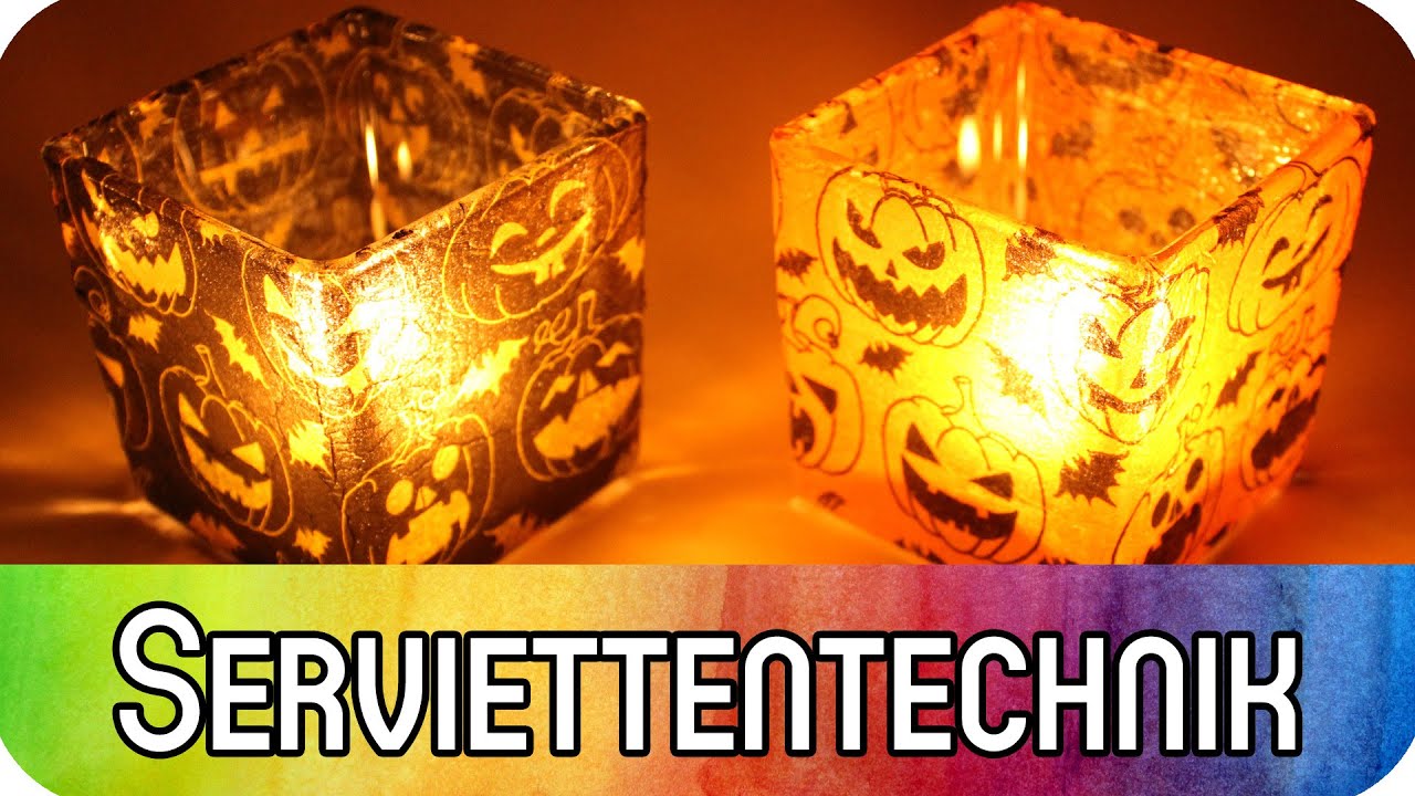 DIY: Gläser mit Serviettentechnik dekorieren - Spukige Teelichter zu Halloween | kreativBUNT