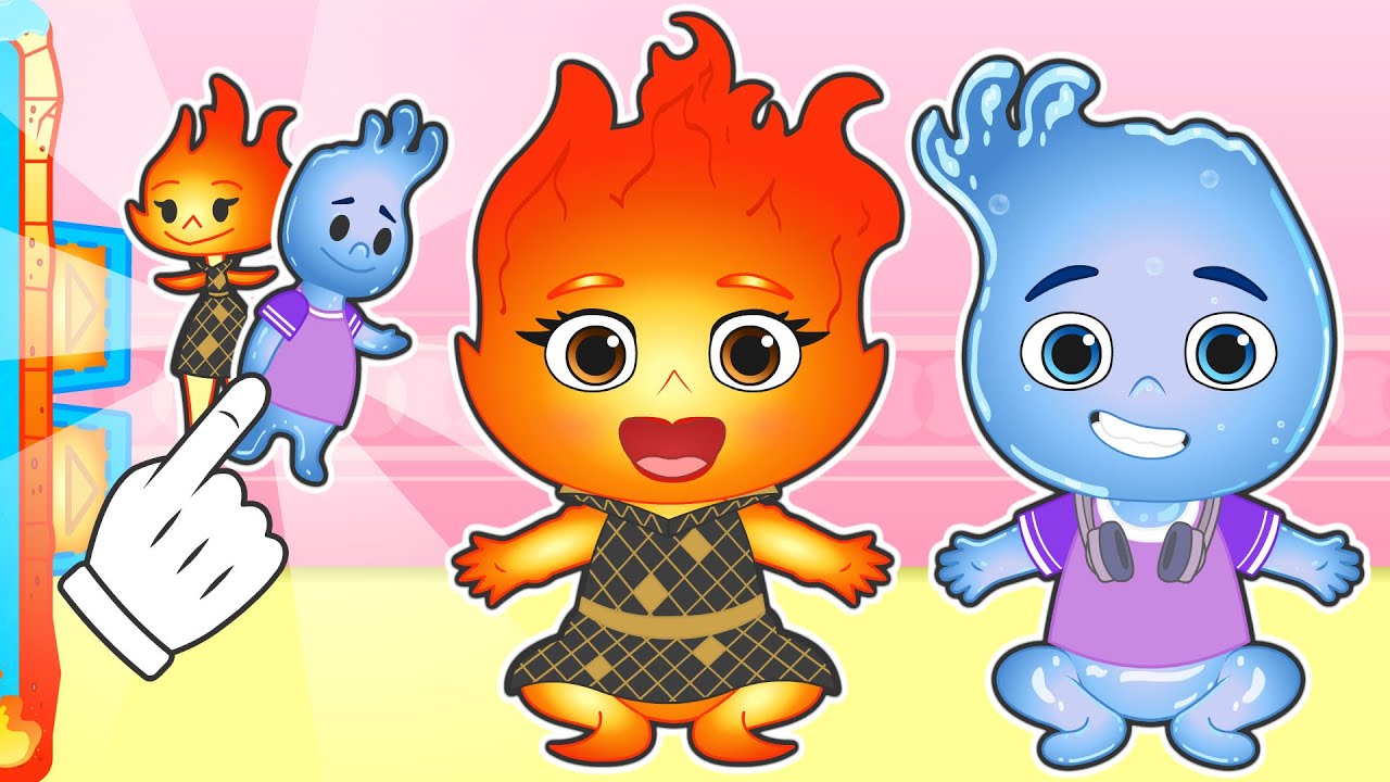 BABIES ALEX AND LILY 🔥💧 Dress up as Ember and Wade from Elemental