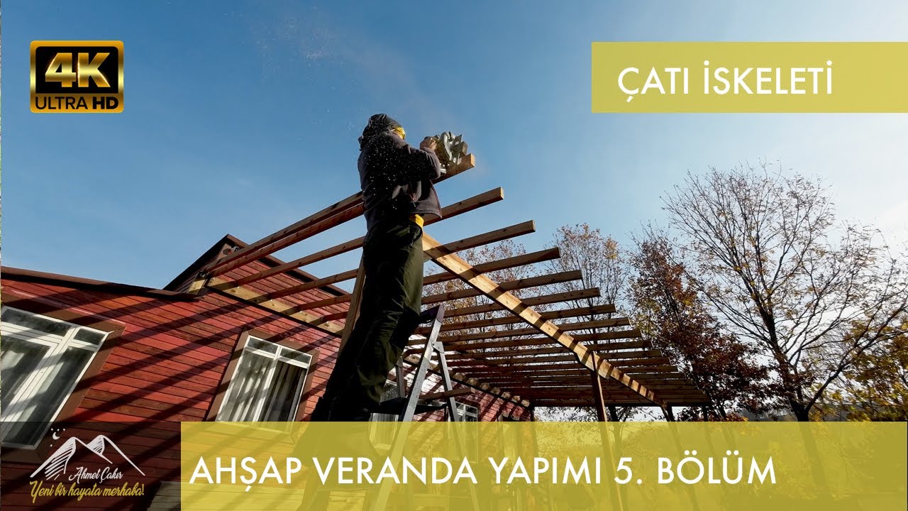 Строительство деревянной веранды, каркас крыши, часть 5