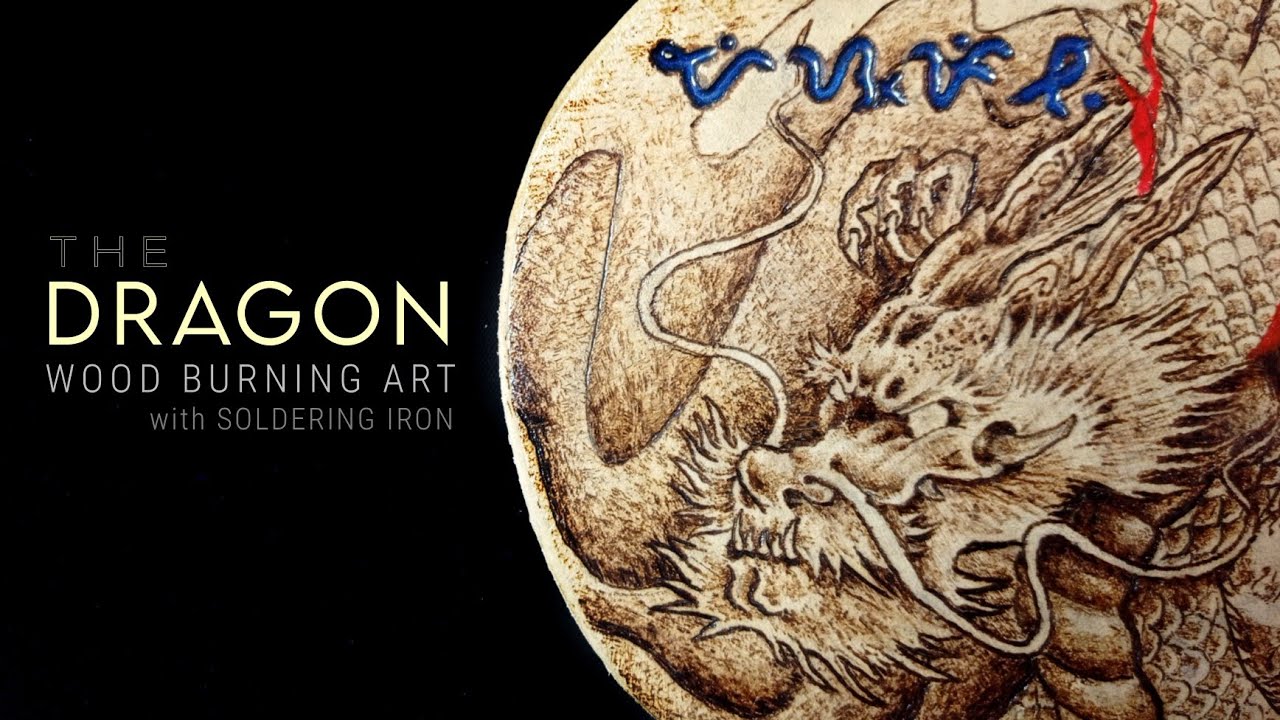 The Dragon | Wood burning Art with Cheap Soldering Iron | Resin | Acrylic Paint