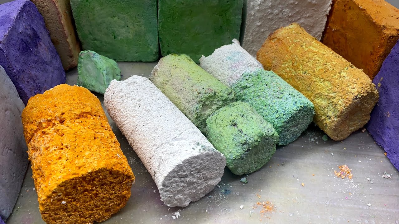 Dyed cylinder &gym chalk ASMR satisfying crush#asmr #satisfying #trending #viral
