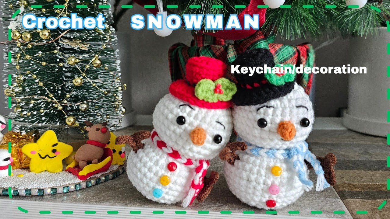 Crochet Snowman keychain/decoration 