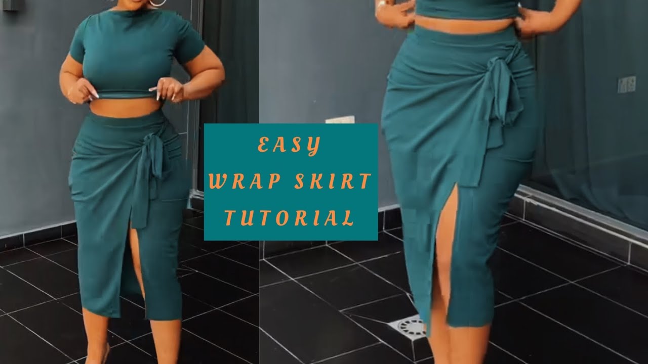 DIY: How to make a long pencil wrap skirt | Wrap Skirt Cutting and Stitching Tutorial For Beginners