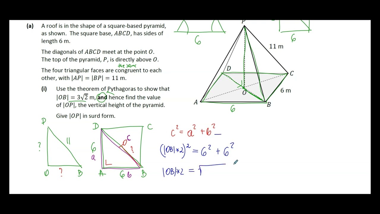 Leaving Cert Higher Level Maths 2025 Paper 2 Question 8 - Geometry and Trigonometry of Pyramids