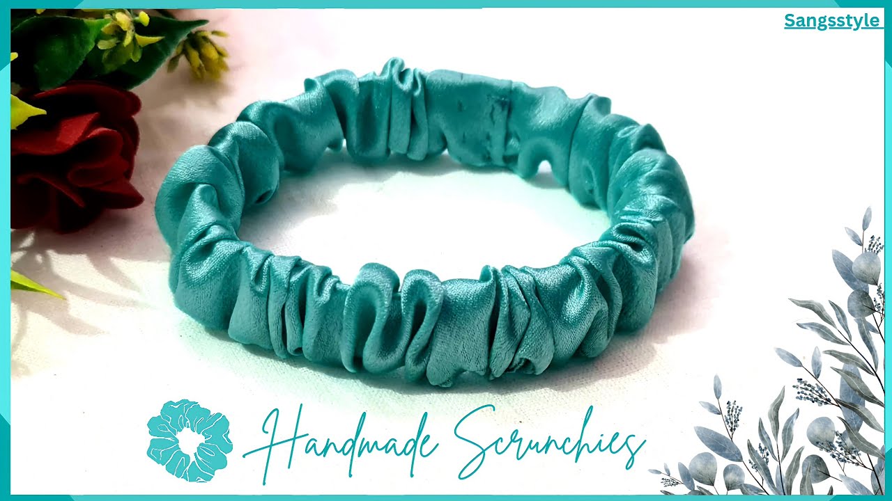 How to make Skinny satin scrunchies at home |How to make scrunchies with hand sewing|Sangsstyle
