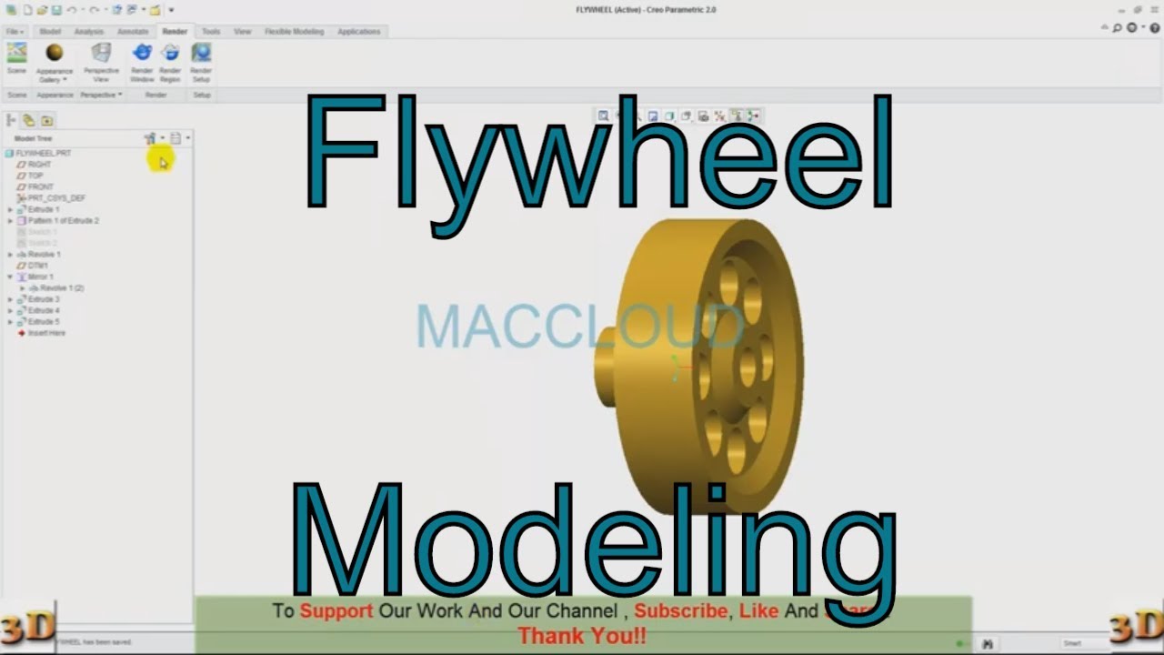 STEAM ENGINE | PTC CREO Modeling PART 10 | Flywheel