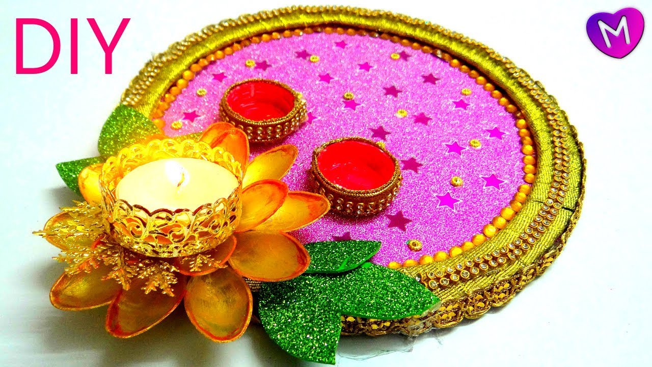 Decorated special pooja thali for Diwali | diwali pooja thali decoration  | diwali thali decoration