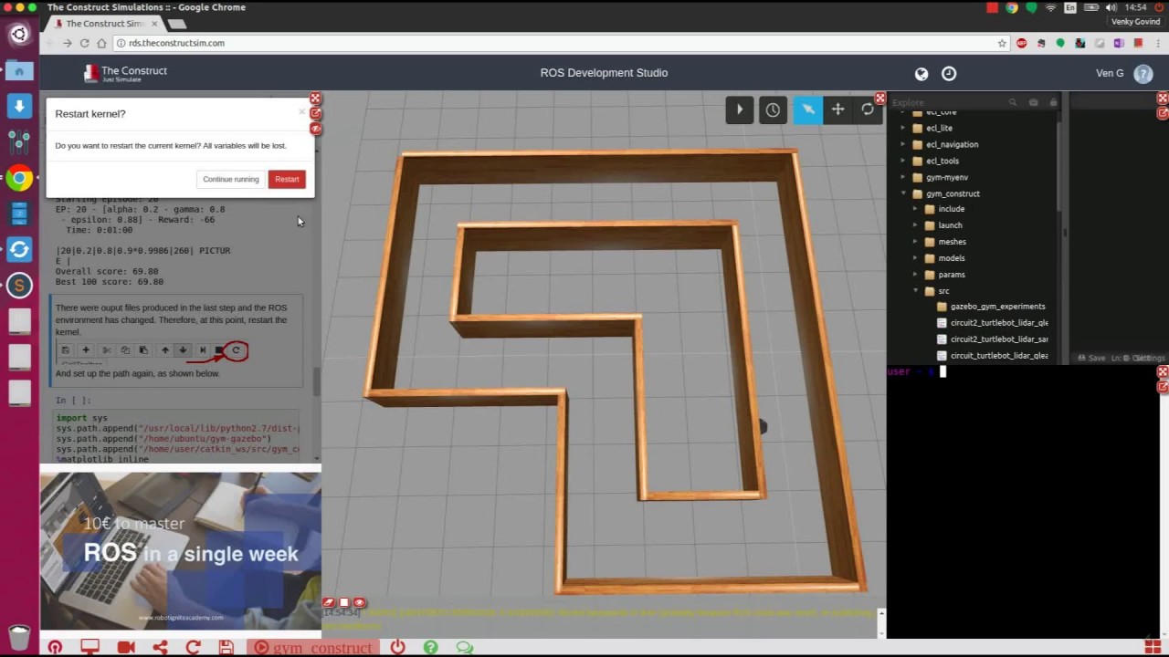 Machine Learning with OpenAI Gym and ROS Development Studio