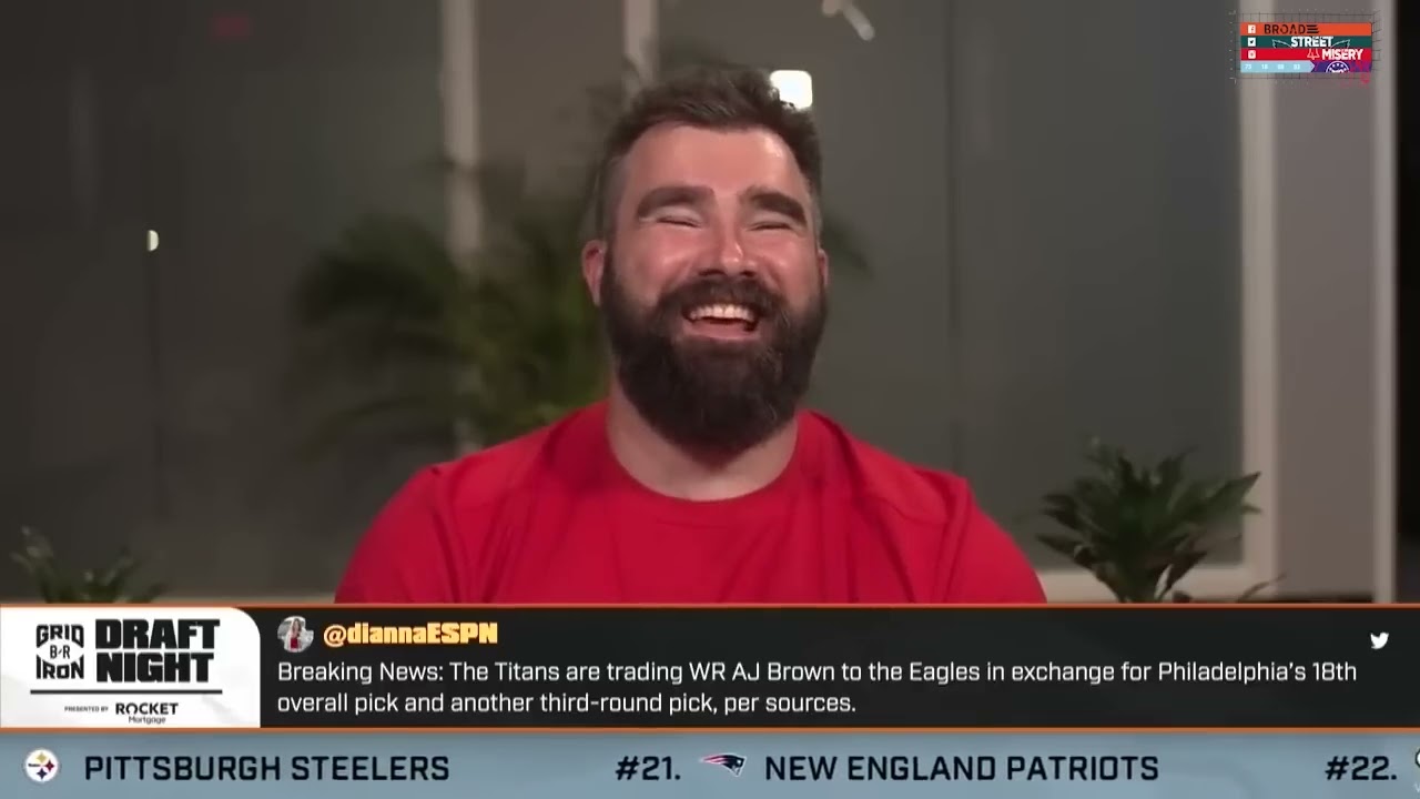 Jason Kelce LIVE reaction to AJ Brown trade