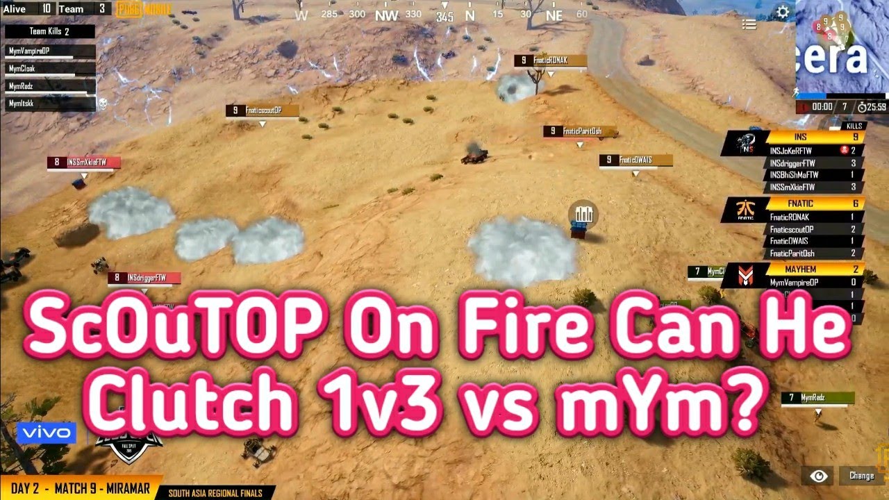 FnaticScOuTOP 1v3 Clutch vs INS | Ronak Angry On Paritosh | PMCO Regional Final