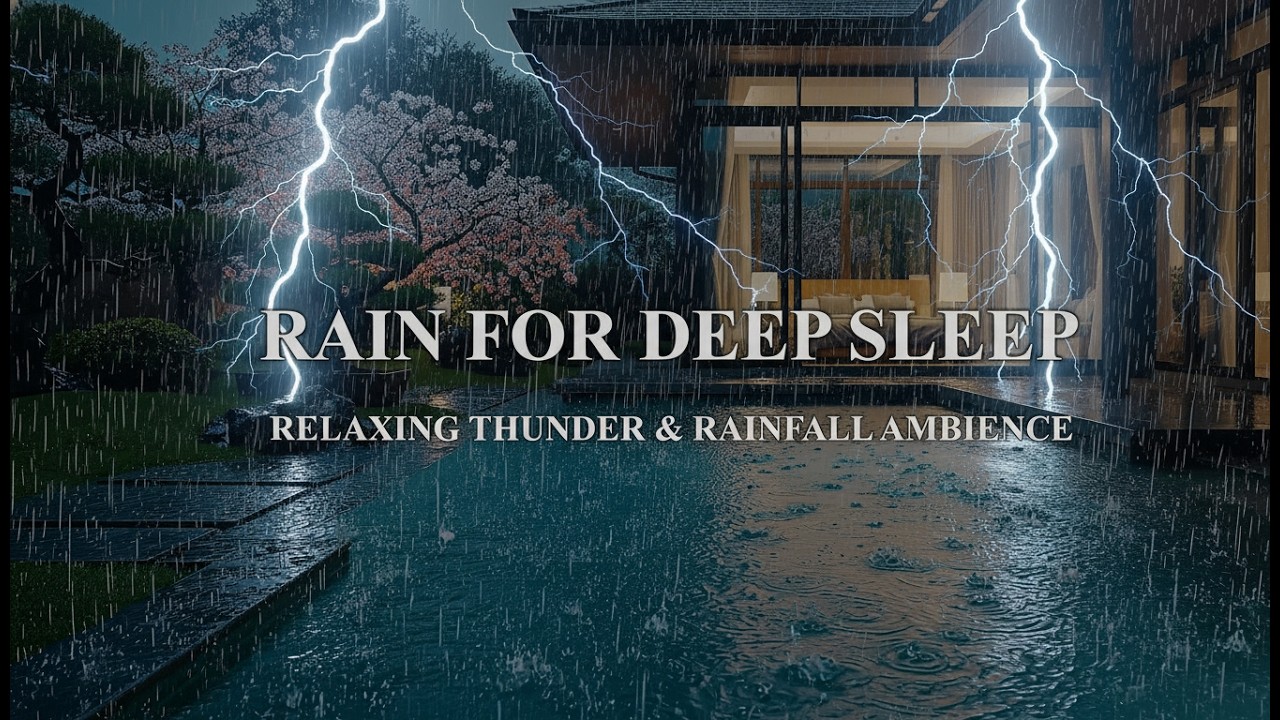 5 Minutes and You'll Feel Sleepy 😴 Rain & Thunder in a Cherry Blossom Garden