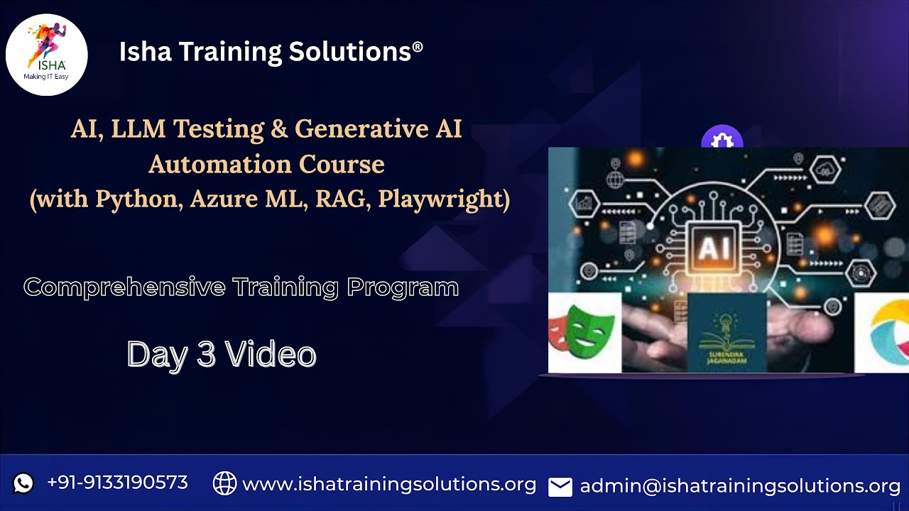 AI, LLM Testing Day 3 video on 6th March 2026. Call/ WhatsApp on +91-9133190573 to Enroll