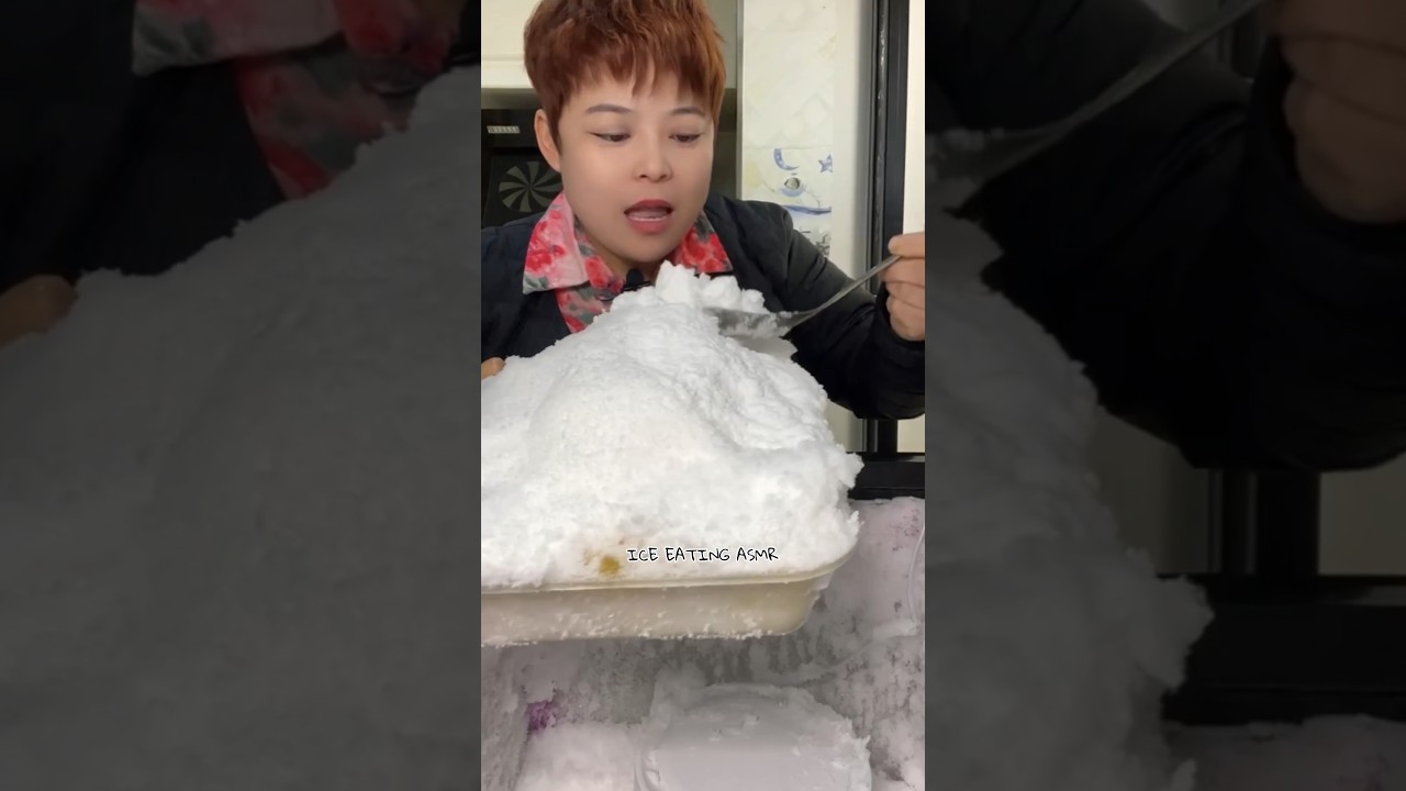 Fridge ice mukbang & huge ice block eating #gefrierfrost #buzasmr #buzyemevideoları