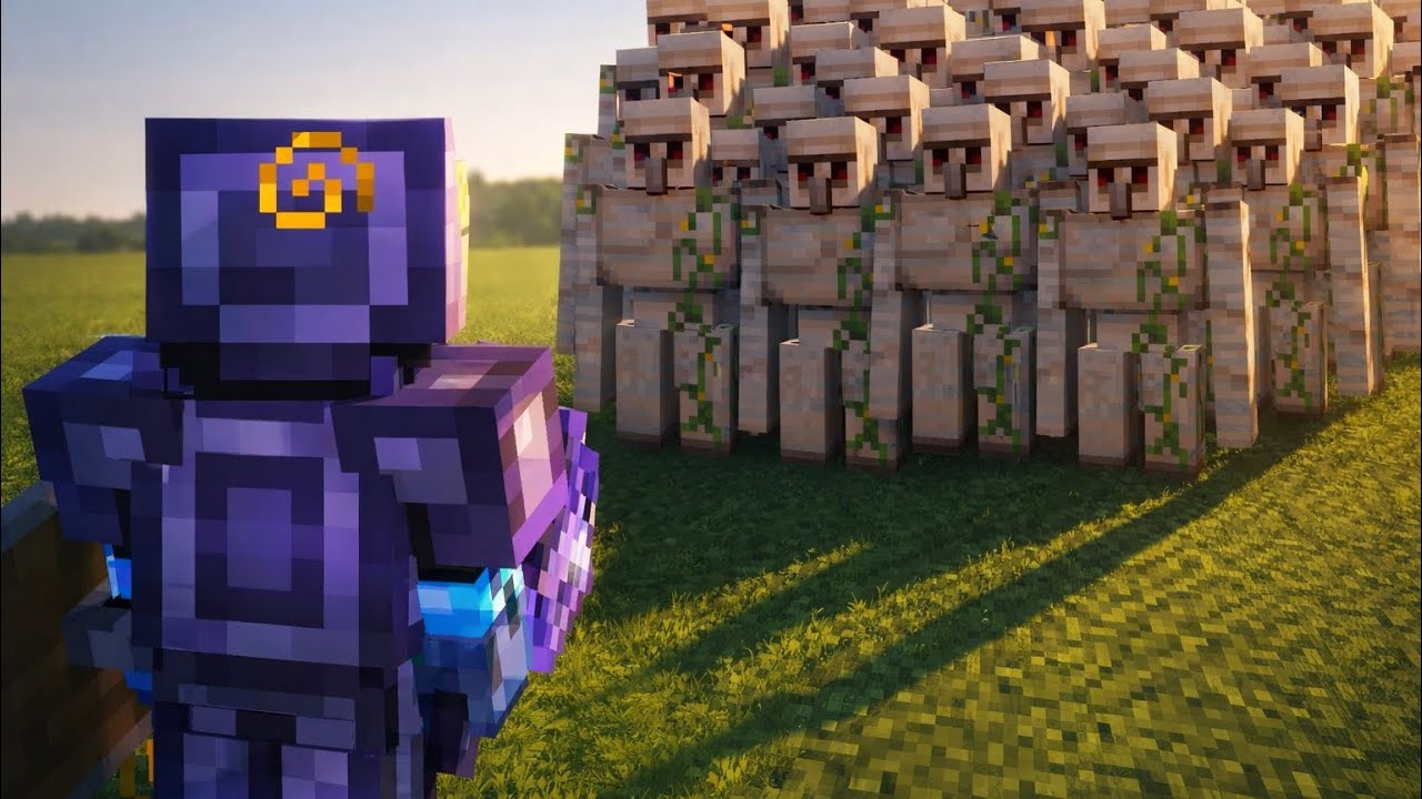 My Mace Skills And Heavy Core Set Vs 100 Iron Golems (Minecraft)