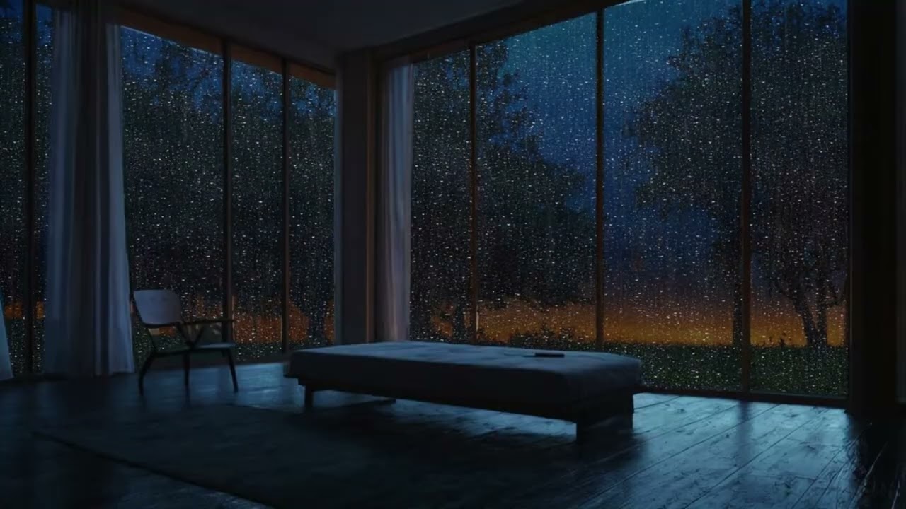 Gentle Rain Sounds with Fireplace Ambience in a Cabin | ASMR Cozy Night Relaxation