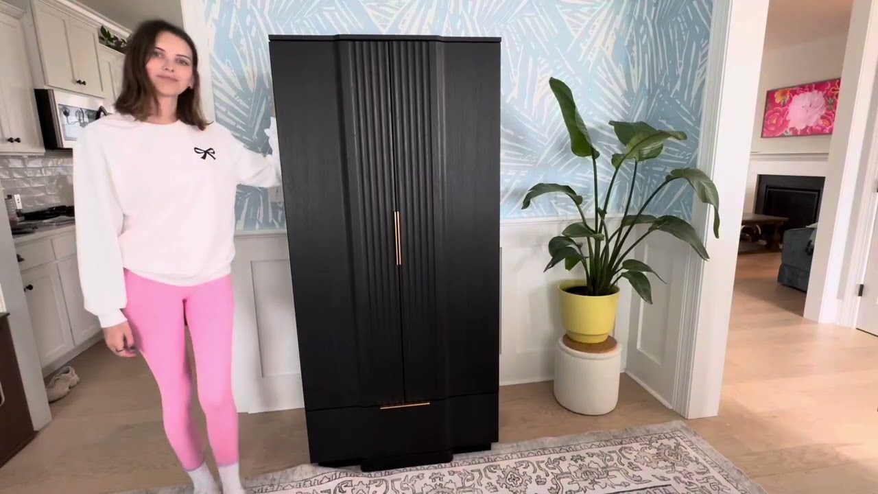Elevate Your Space with the Sleekest Black Fluted Armoire