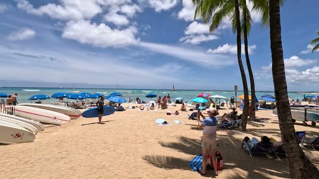 What the beach at the Hyatt Regency Waikiki Beach Resort looks like
