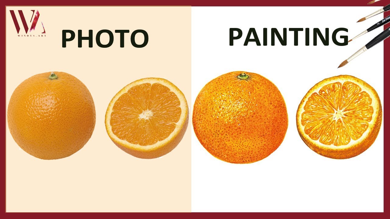 How to paint an orange in watercolor- Using Masking Fluid- Windy Shih