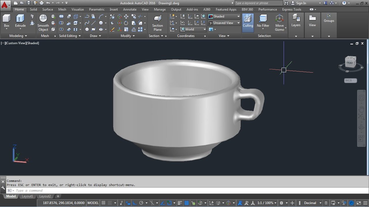 AutoCAD 3D, how to drawing teacup, autocad