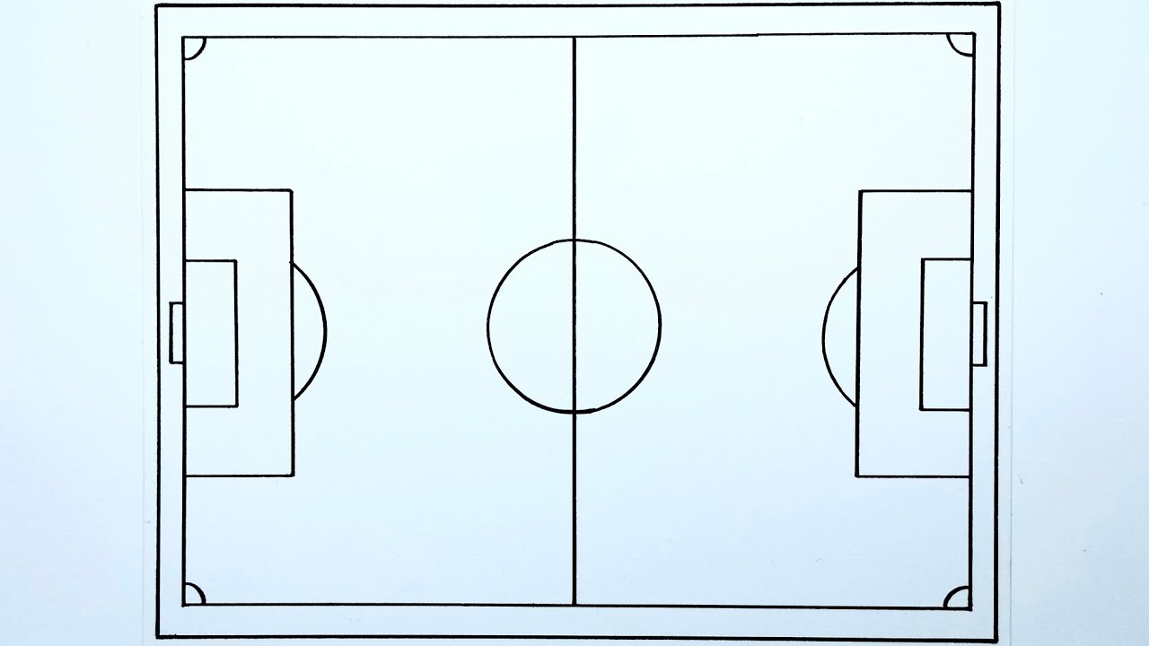 Cara menggambar lapangan sepak bola mudah dan simple ⚽ Menggambar lapangan sepak bola ⚽