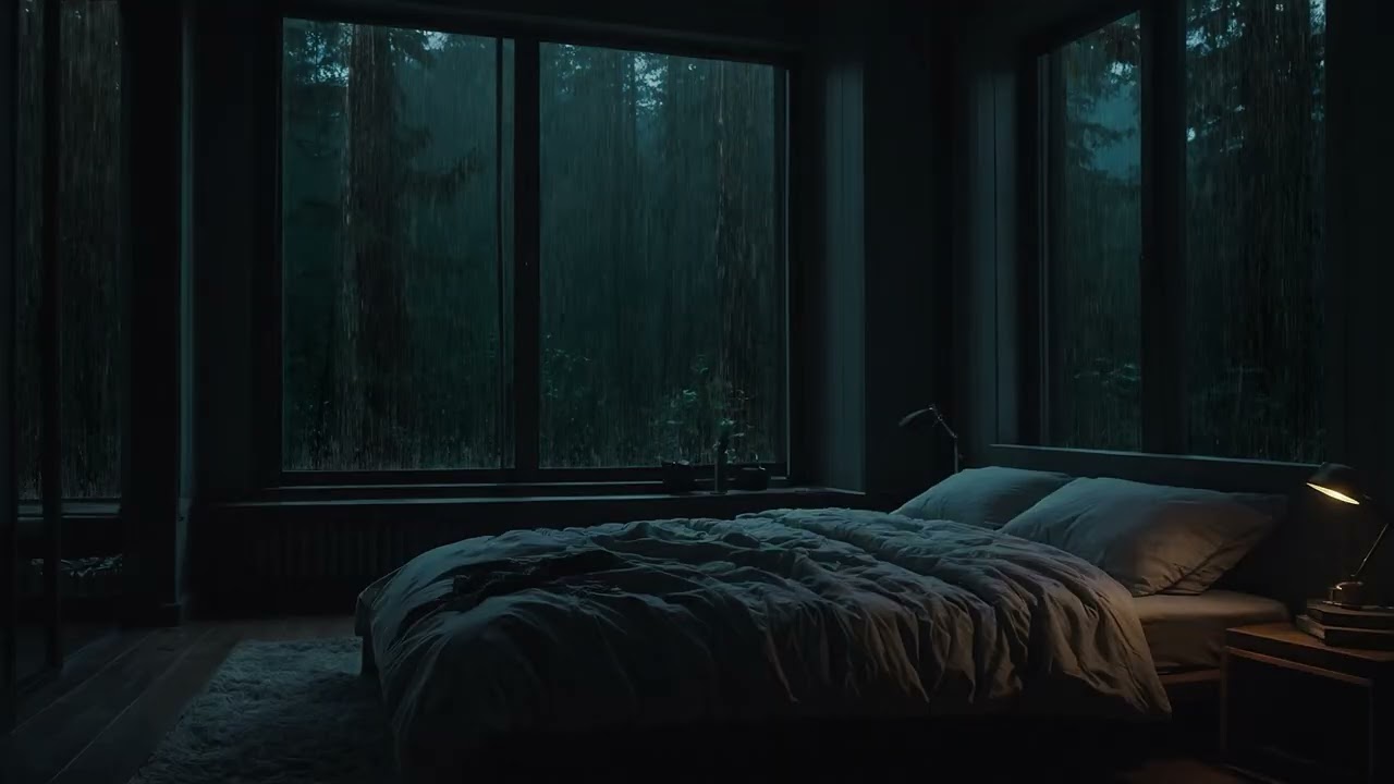 Heavy Rain Hitting the Window | Peaceful Bedroom Ambience