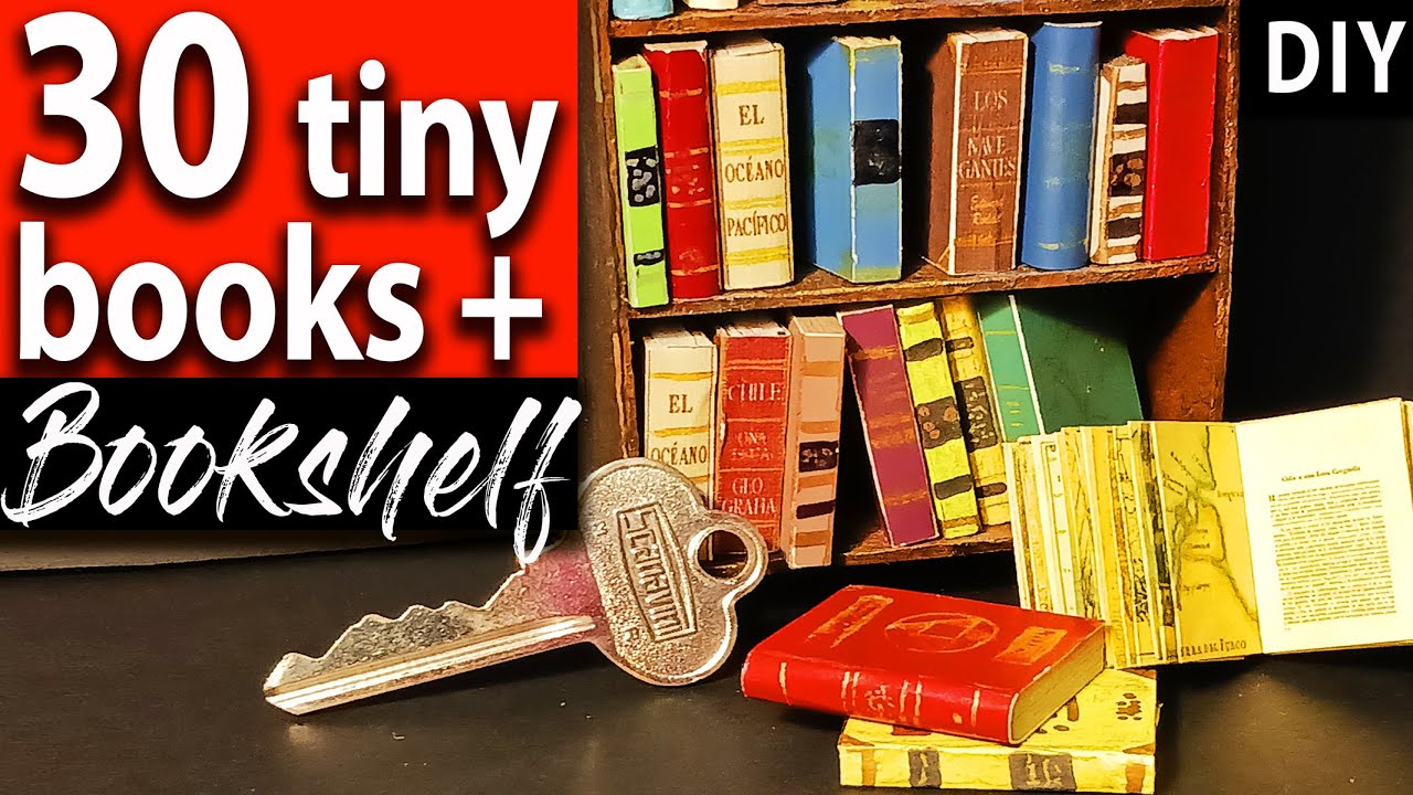 30 TINY BOOKS & TINY BOOKCASE, 30 MINI LIBROS Y LIBRERO, DIY, miniature books, libros en miniatura.