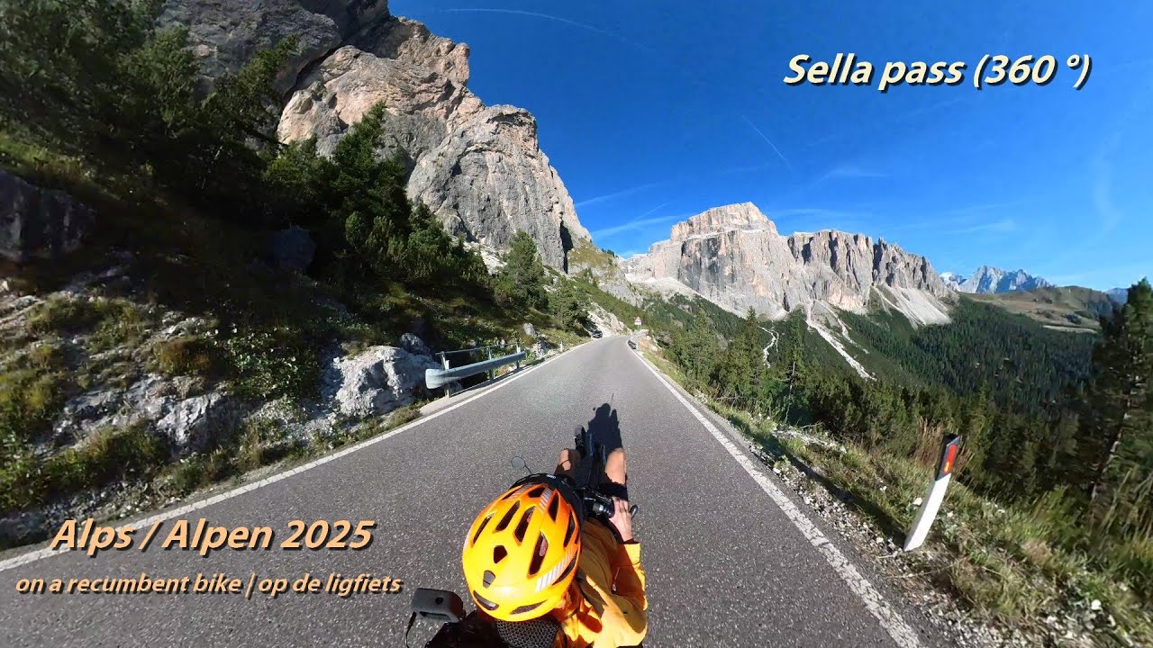 Alps 2025 recumbent bike tour | Sella pass 360° footage