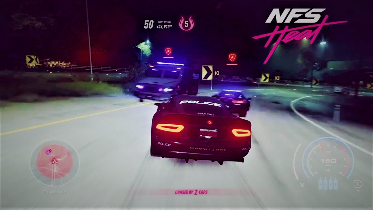 NFS Heat / Police Dodge Viper escape from level 5 Heat cops