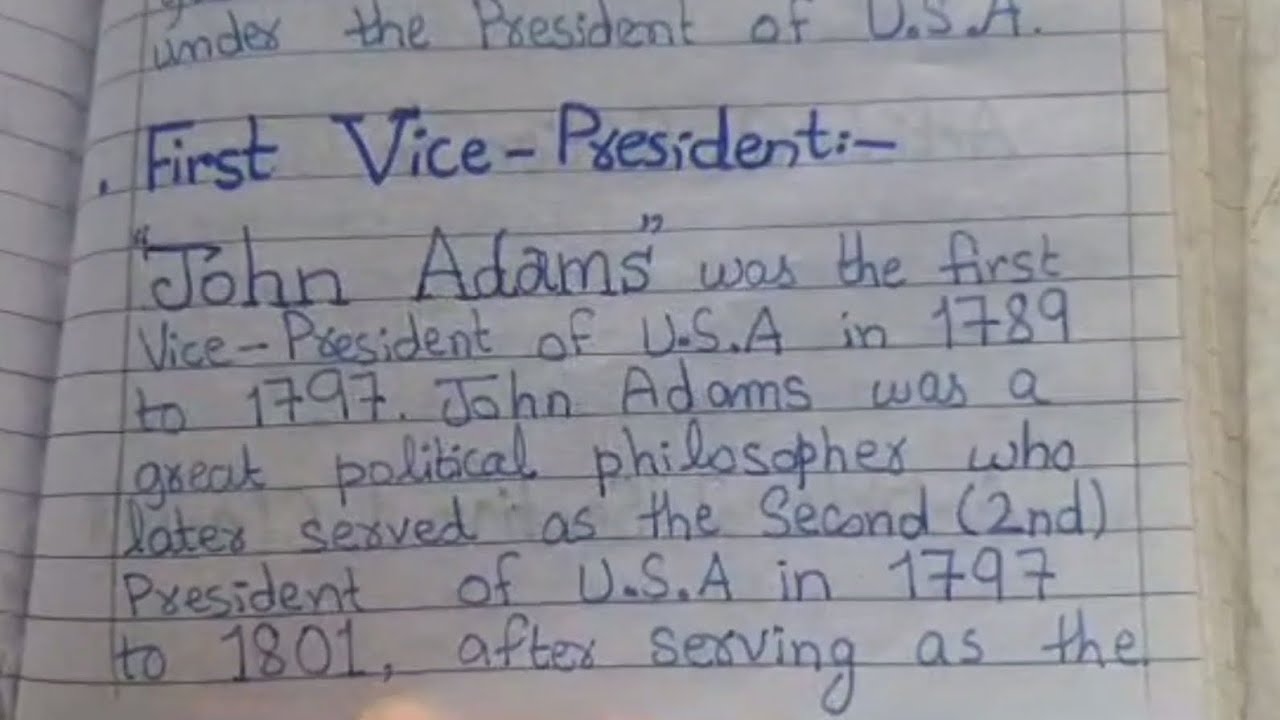 American vice president written notes