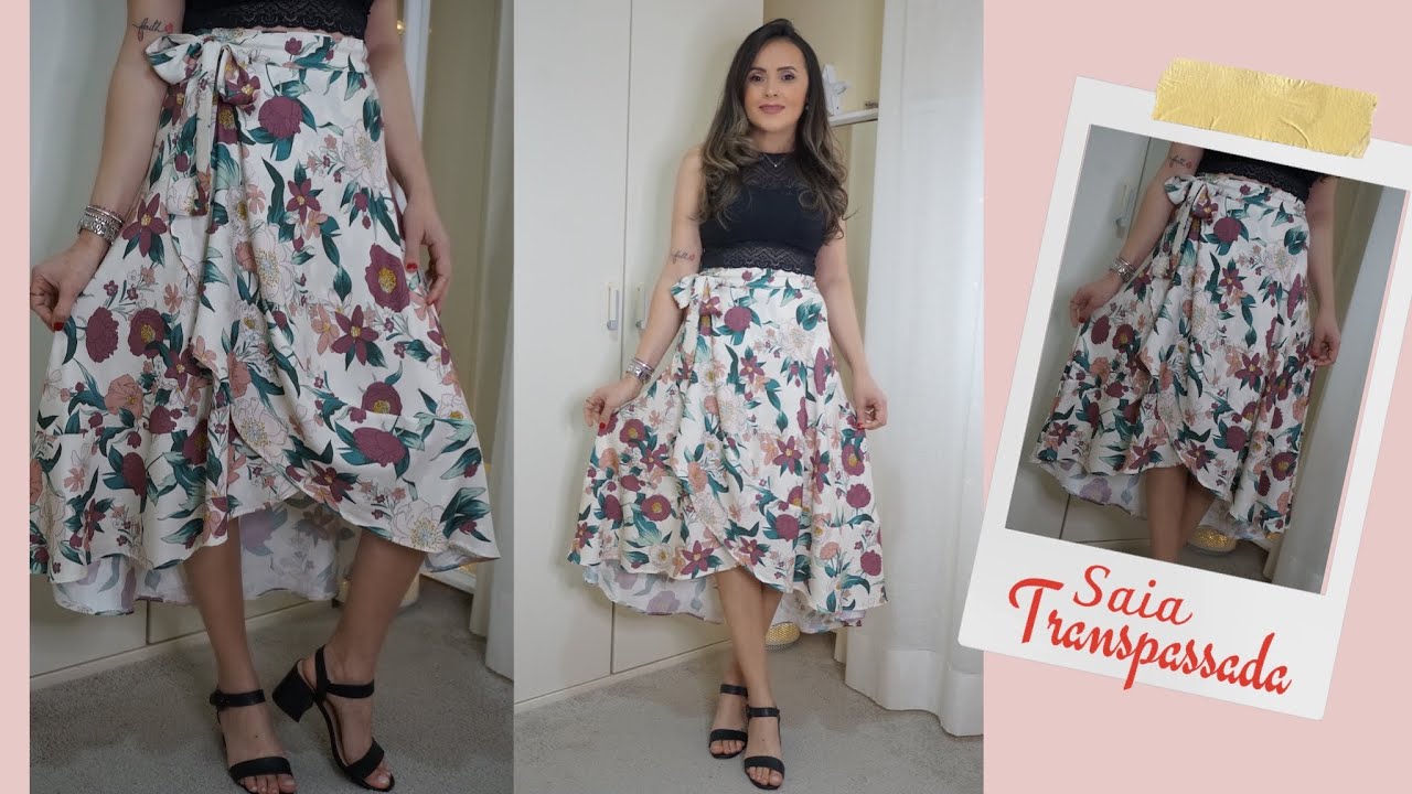 DIY: MOLDE CORTE E COSTURA SAIA TRANSPASSADA COM BABADO