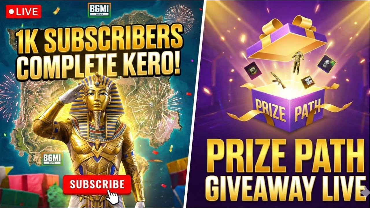 BGMI 1K Subscribers Complete Karo 🎉 Prize Path Giveaway LIVE 🔴