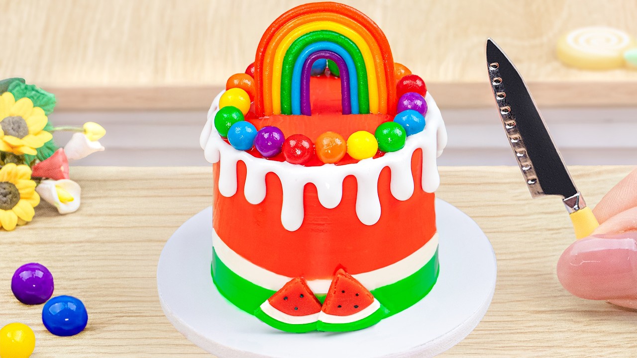 Magical Miniature Rainbow Chocolate Cake 🌈🍰 | Satisfying Tiny Cake Decorating ASMR