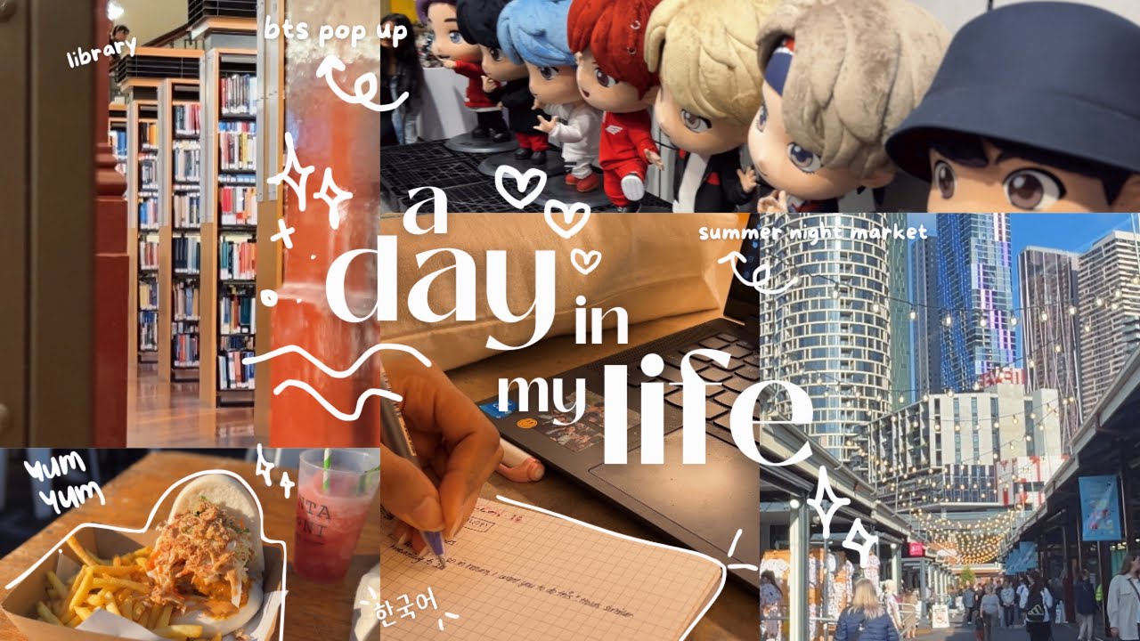 a day in my life ♡ | bts pop up, library, study korean, city aesthetic, summer night market