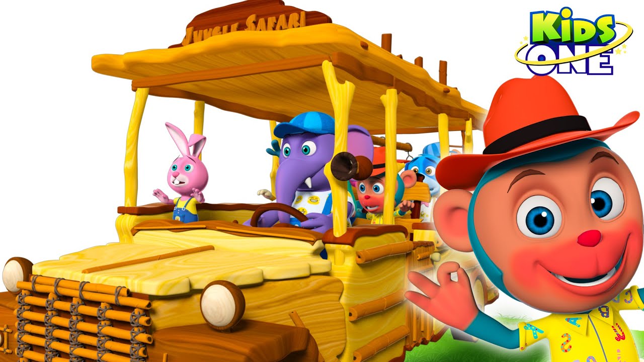 Wheels On the Wooden Bus | Jungle Safari with Animals | Nursery Rhymes for Kids by KIDSONE