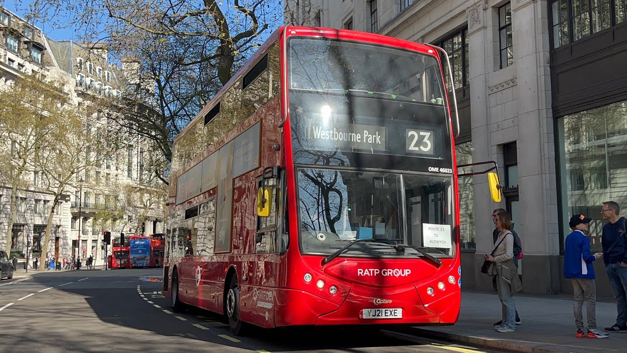 FRV. London Transit Route 23. Westbourne Park - Aldwych. Optare Metrodecker EV OME46023 (YJ21 EXE)