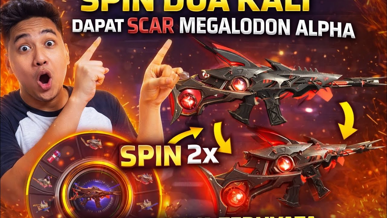 SPIN 2 KALI DAPAT SCAR MEGALODON ALPHA TERNYATA GINI CARANYA#freefire 