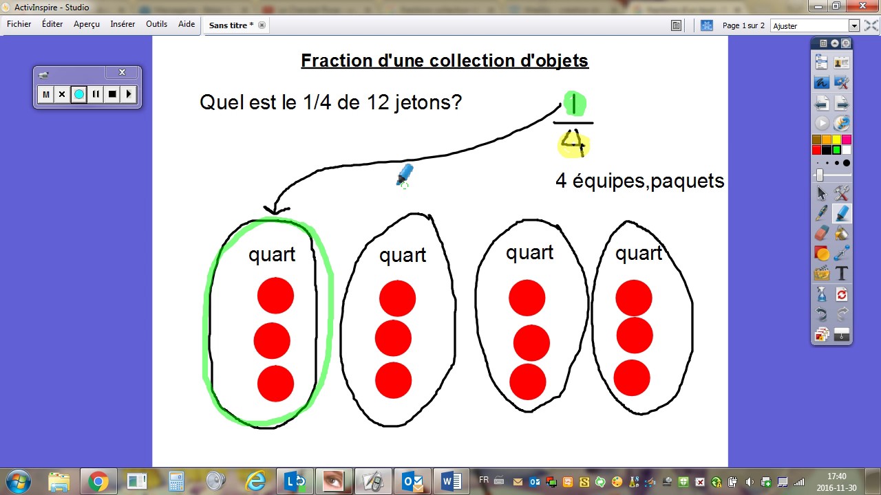 les fractions d'une collection d'objets